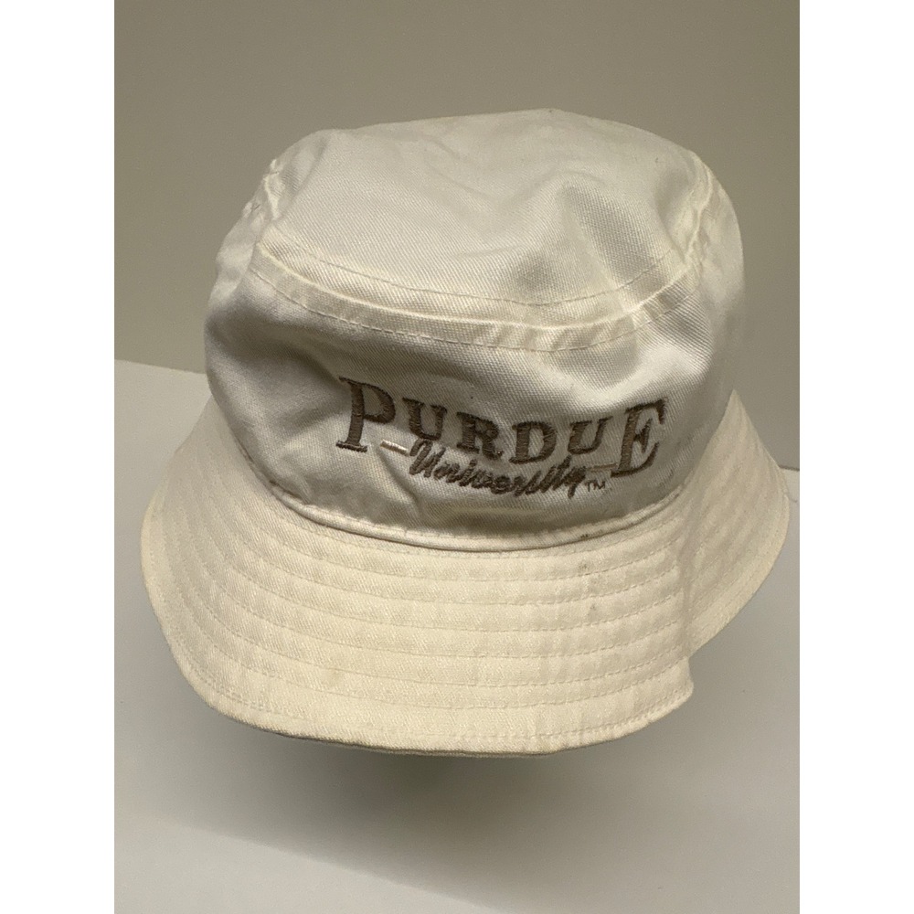 Vintage Purdue University Bucket Hat University Square White Made in USA Hat